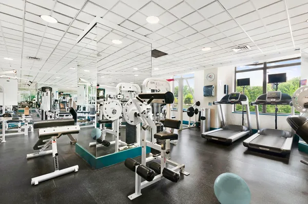 a view of a room with gym equipment