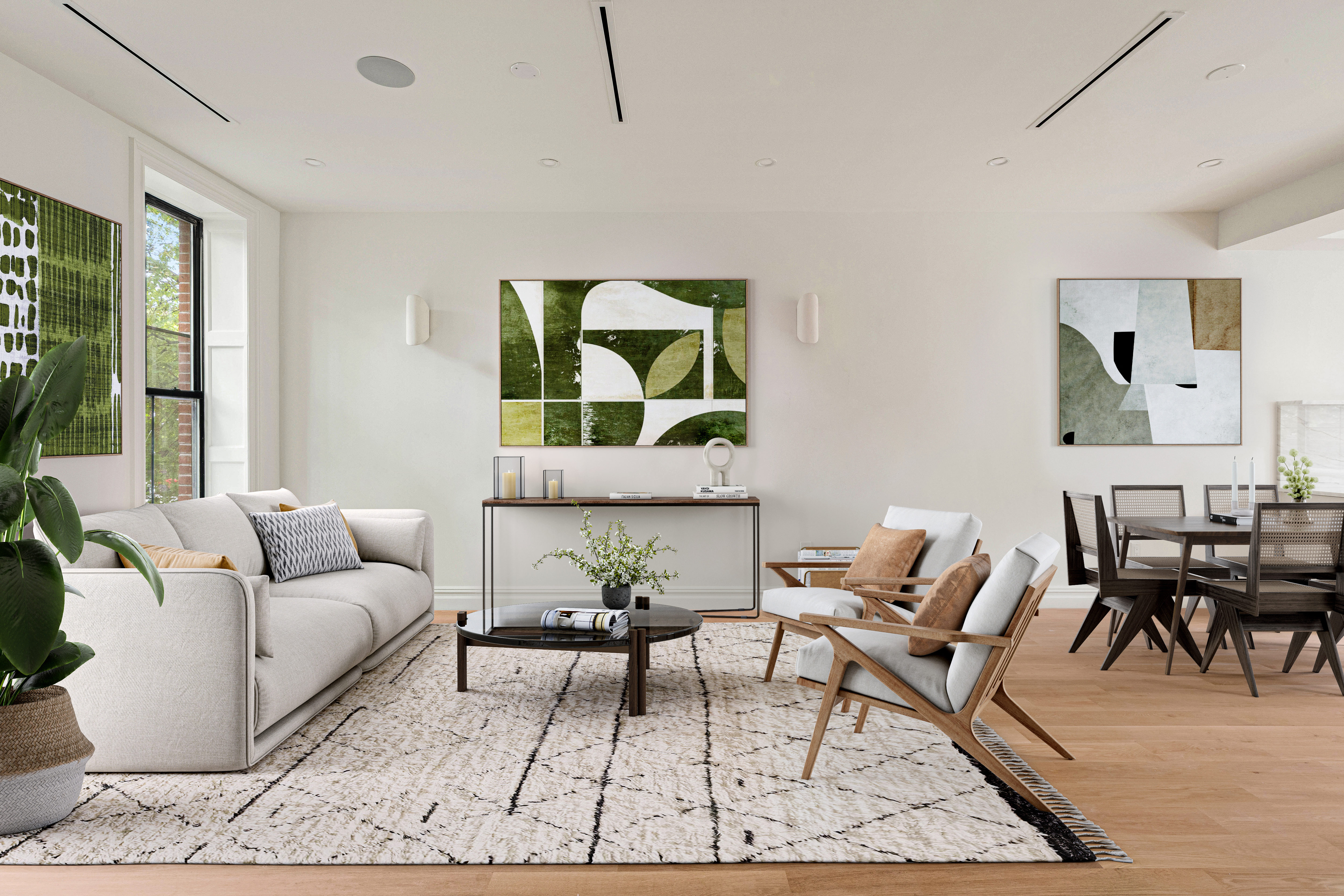 318 Halsey Street Brooklyn, NY 11216 - Photo 2 of 16 a living room with furniture a rug and a large window