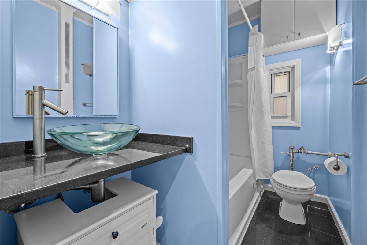 1710 Carroll Street, Unit D4 Brooklyn, NY 11213 - Photo 10 of 16 a bathroom with a sink a toilet and a mirror