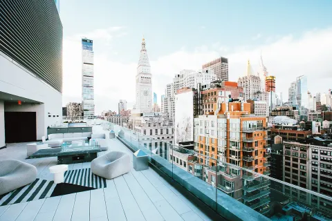 a view of balcony with city view
