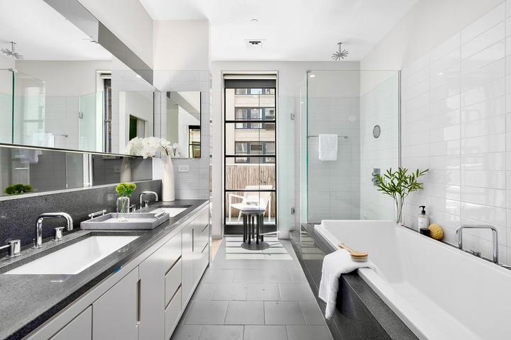 29 West 21st Street, Unit PH Manhattan, NY 10010 - Photo 10 of 17 a large white kitchen with a granite countertop lots of counter top space