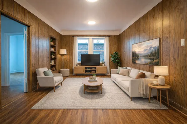 a living room with furniture and a flat screen tv