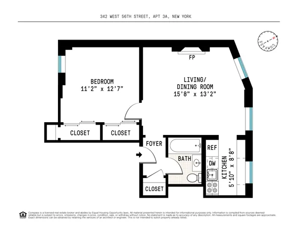 $3,800 | 342 West 56th Street, Unit 3A | Hell's Kitchen