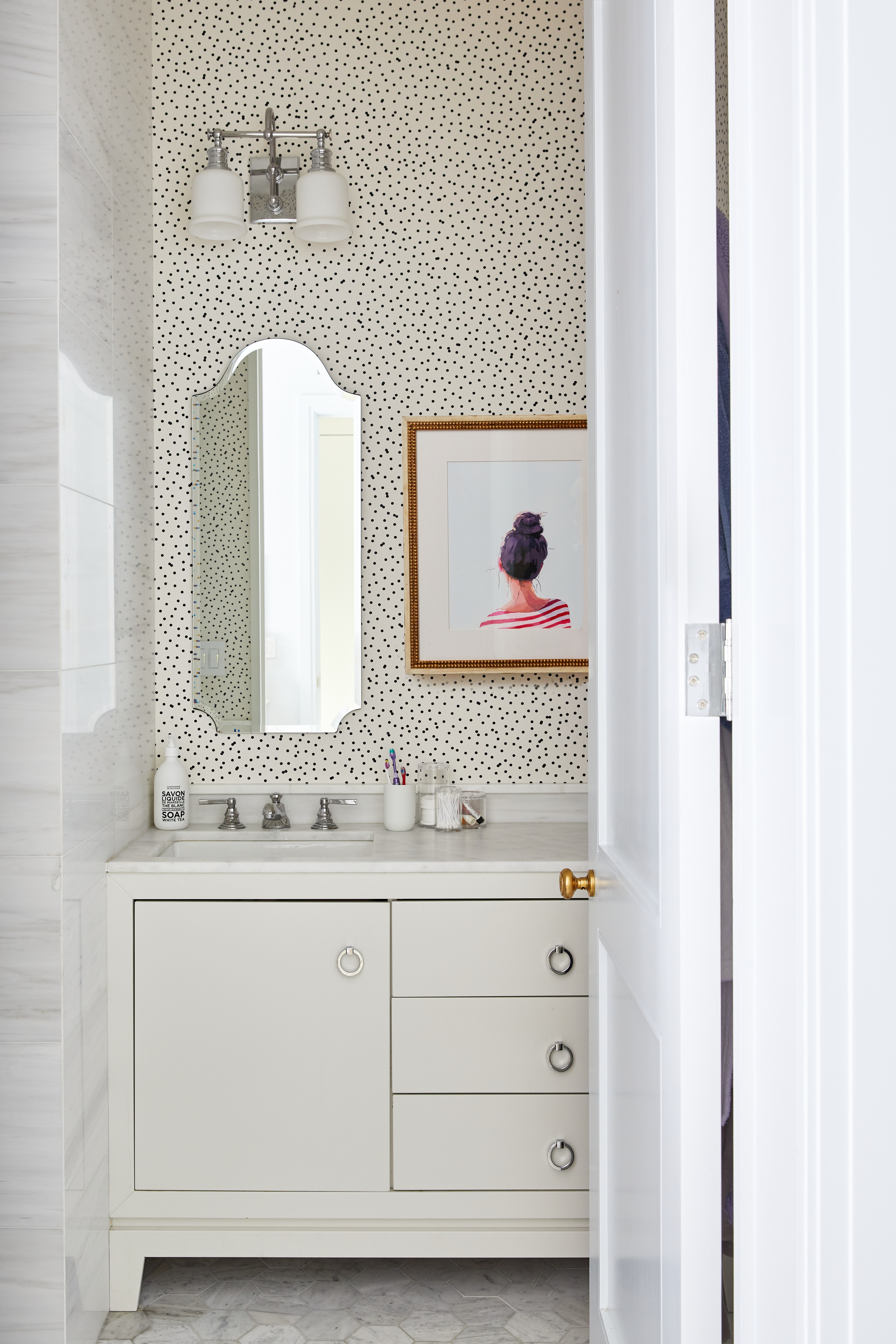 100 West 80th Street, Unit 5B Manhattan, NY 10024 - Photo 17 of 19 a bathroom with a double vanity sink and mirror