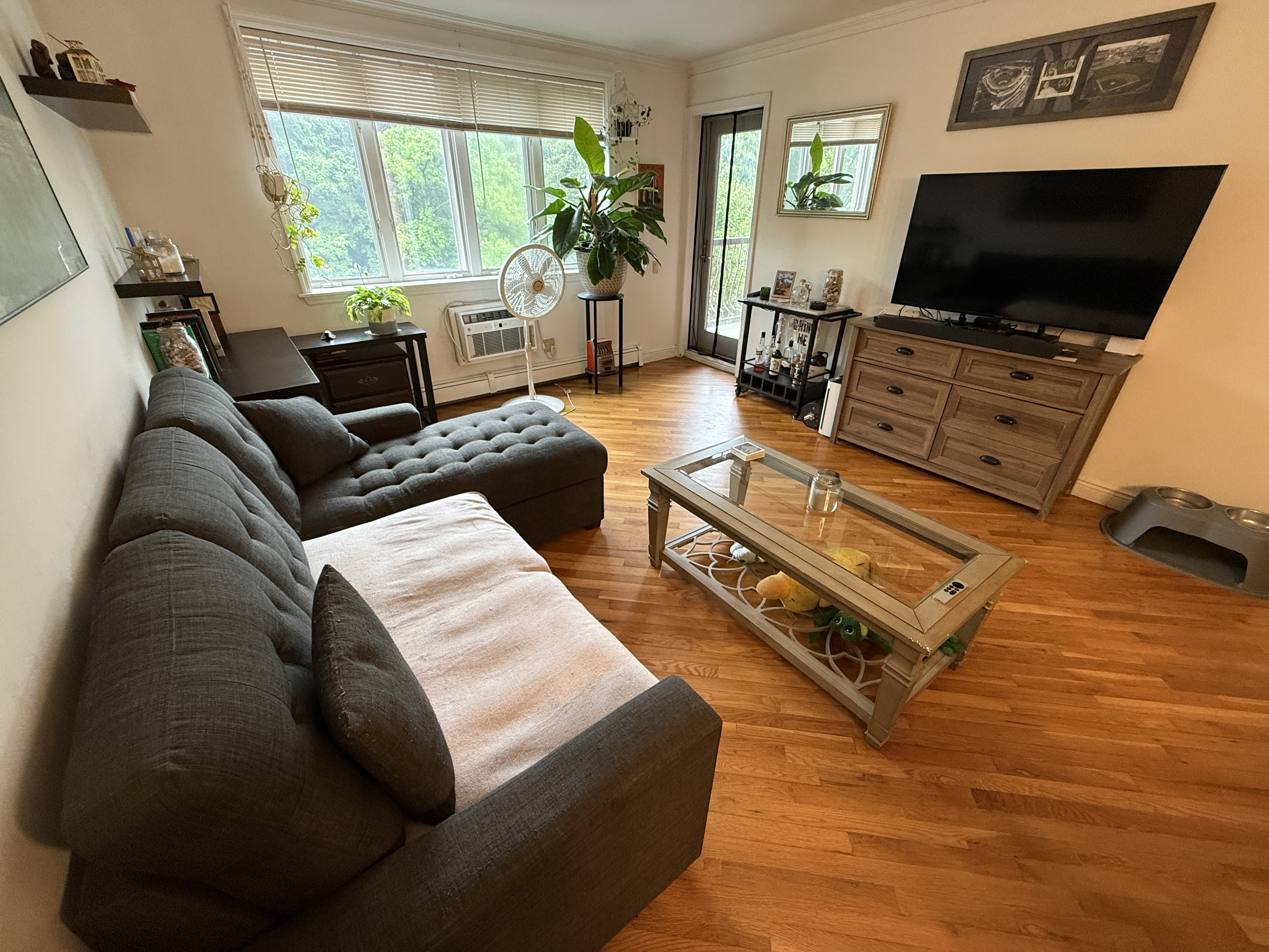 101 Prospect Park Southwest, Unit 3B Brooklyn, NY 11218 - Photo 4 of 23 a living room with furniture and a flat screen tv