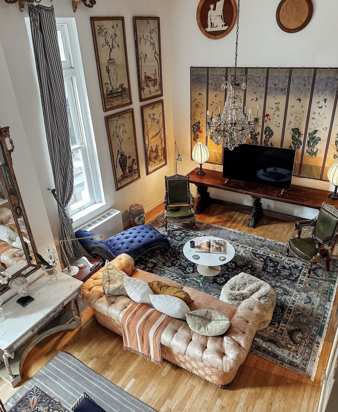 240 Centre Street, Unit 3B Manhattan, NY 10013 - Photo 3 of 23 a living room with furniture and a rug