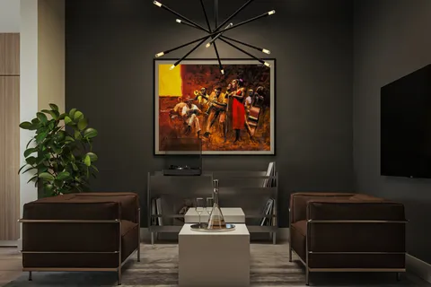 a room with furniture and flat screen tv