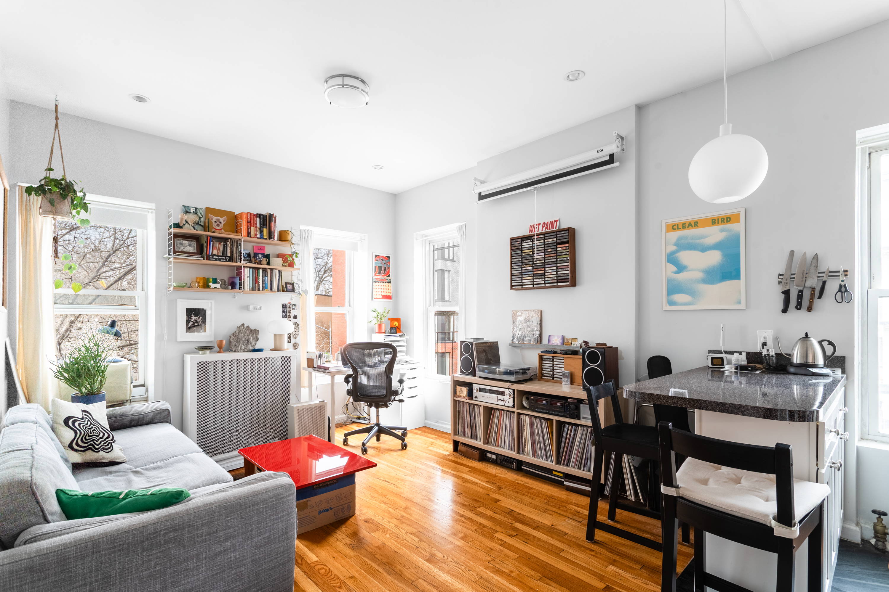 258 Halsey Street, Unit 3 Brooklyn, NY 11216 - Photo 4 of 10 a living room with furniture and a book shelf