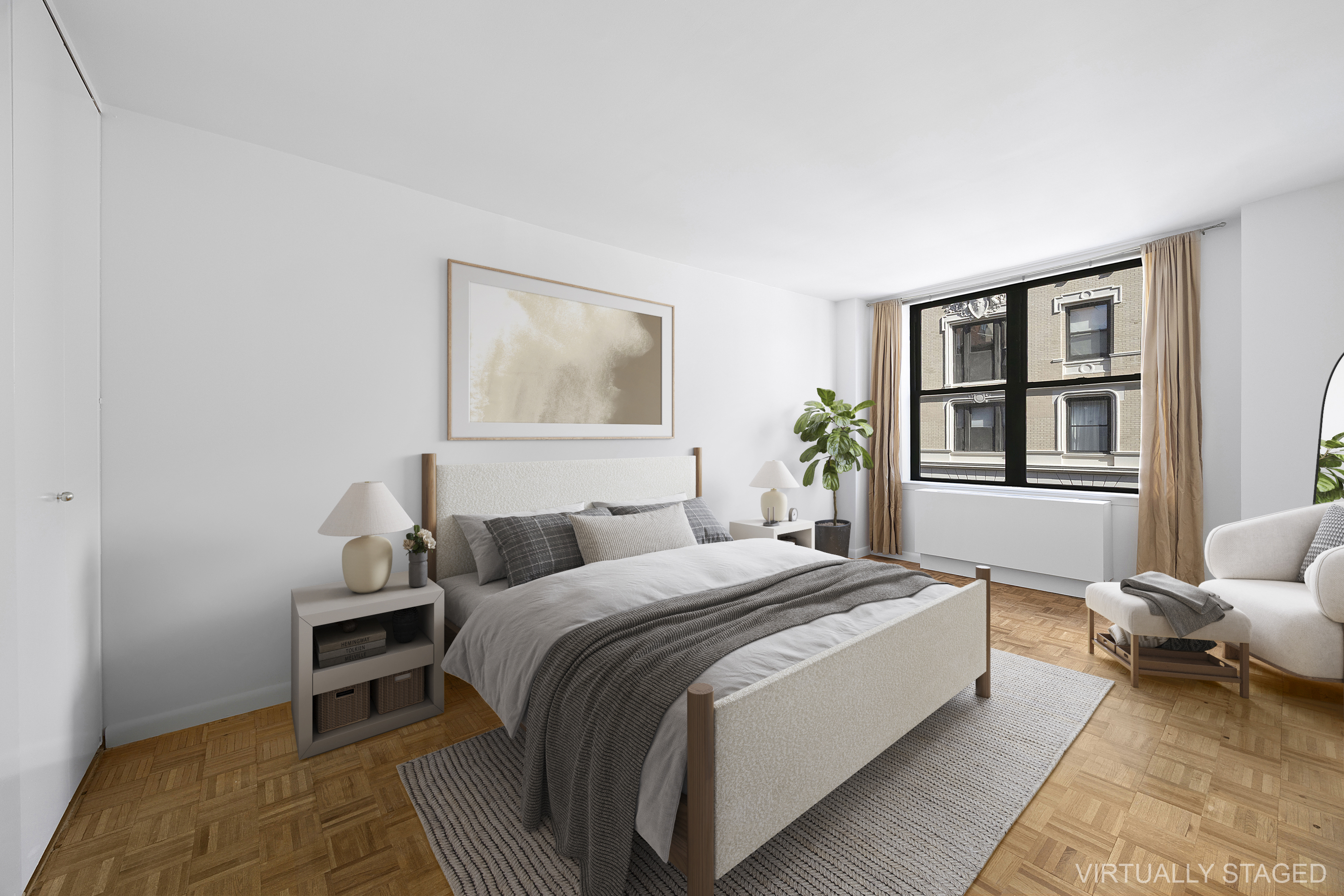 2250 Broadway, Unit 5H Manhattan, NY 10024 - Photo 2 of 9 a bedroom with a bed and wooden floor