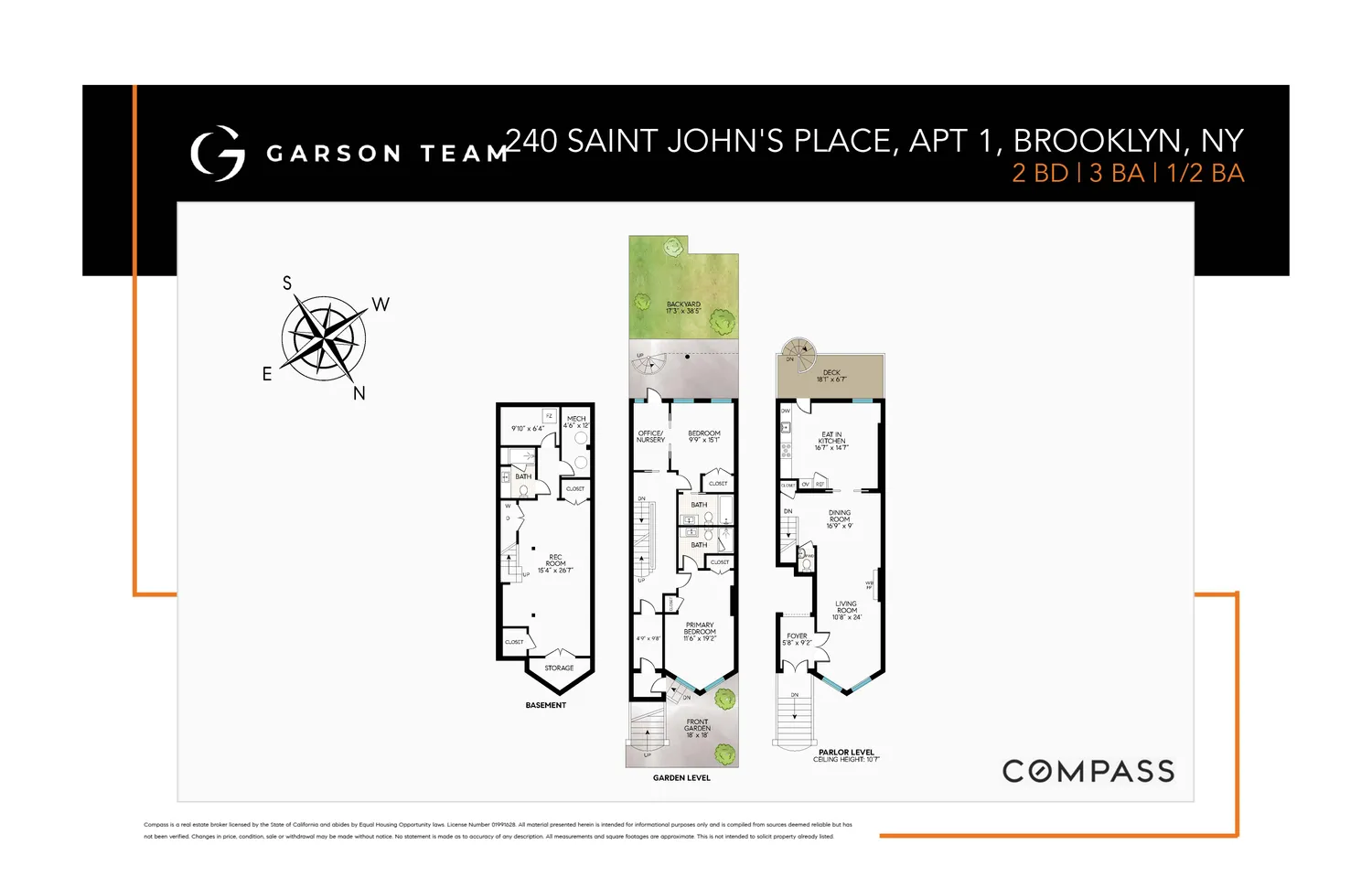 $9,500 | 240 St Johns Place, Unit 1 | Park Slope