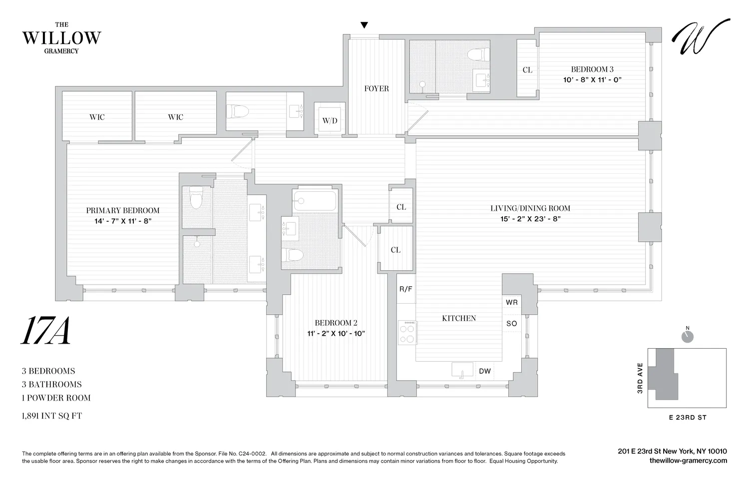 $4,295,000 | 201 East 23rd Street, Unit 17A | Gramercy