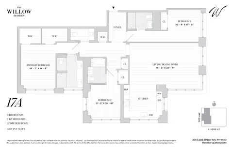 $4,295,000 | 201 East 23rd Street, Unit 17A | Gramercy