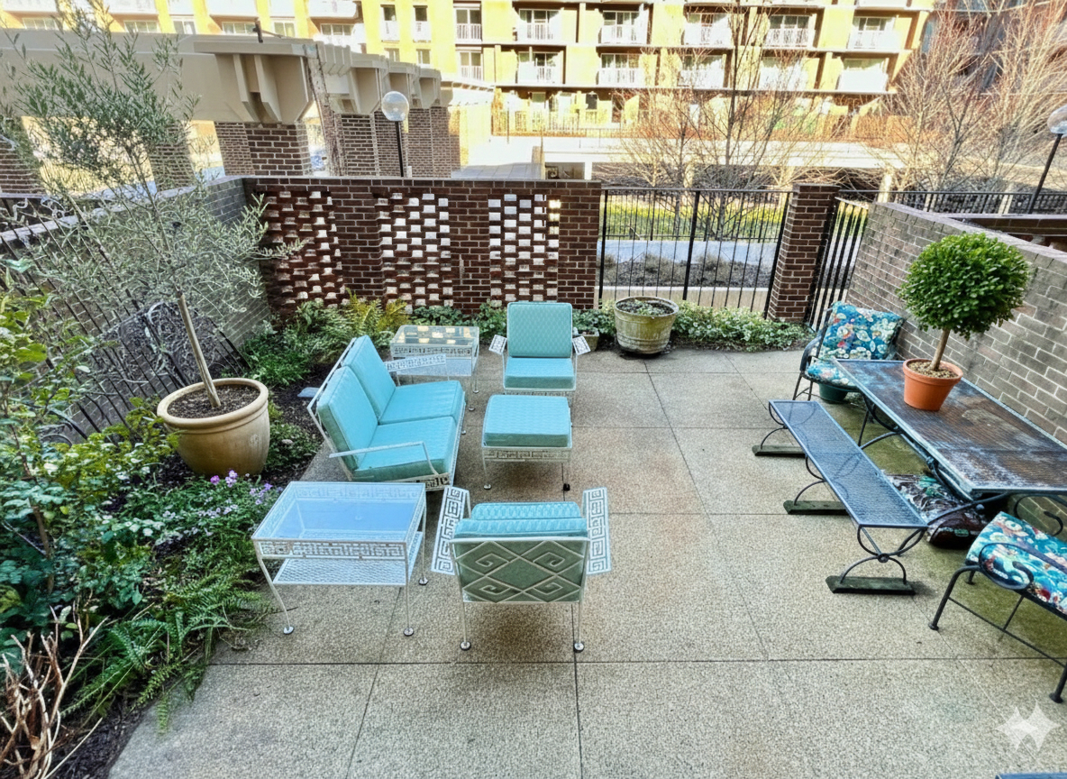 520 N Street Southwest, Unit S112 Washington, DC 20024 - Photo 20 of 40 a chairs and bench in front of a building