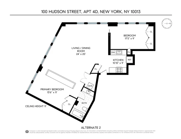 $2,095,000 | 100 Hudson Street, Unit 4D | TriBeCa