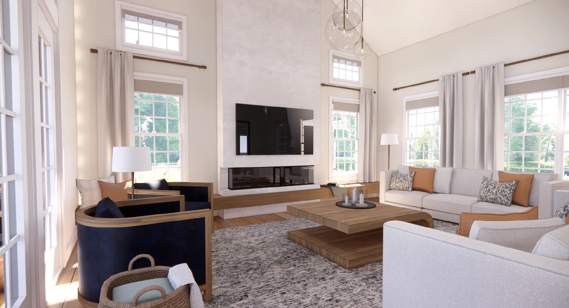 321 Lurgan Road New Hope, PA 18938 - Photo 24 of 30 a living room with furniture a large window and a flat screen tv