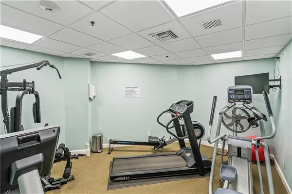 a view of a room with gym equipment