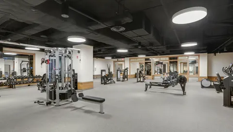 a view of a room with gym equipment