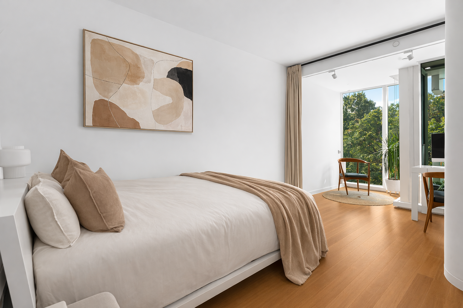 1 Grand Army Plaza, Unit 5E Brooklyn, NY 11238 - Photo 7 of 21 a bedroom with a bed and wooden floor