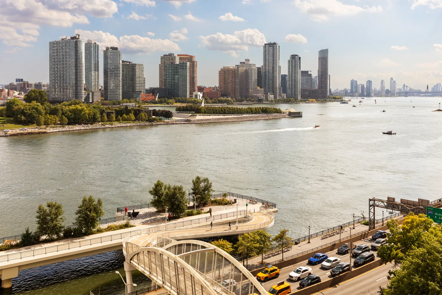 a view of a city with ocean