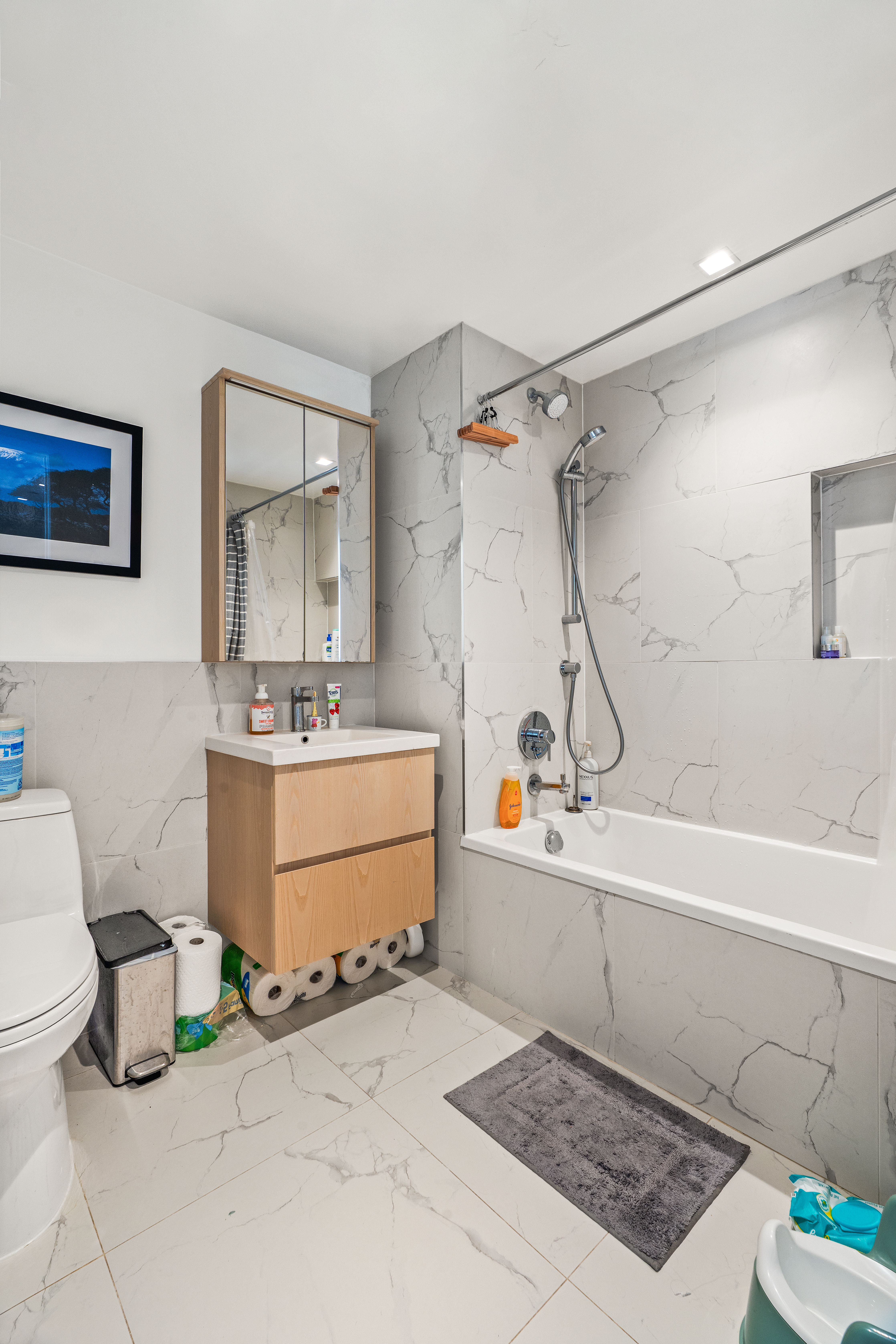 567 Ocean Avenue, Unit A704 Brooklyn, NY 11226 - Photo 6 of 7 a bathroom with a sink mirror vanity and toilet