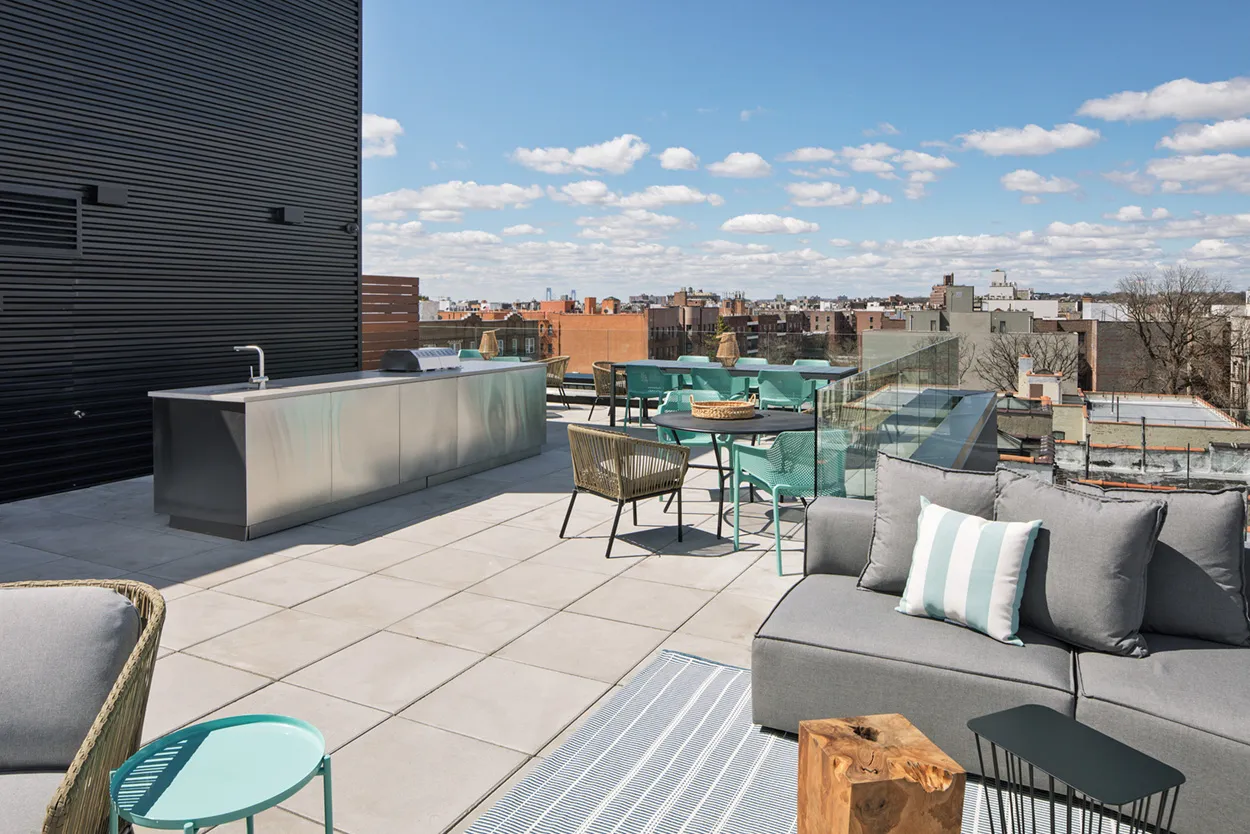 a view of a patio yard