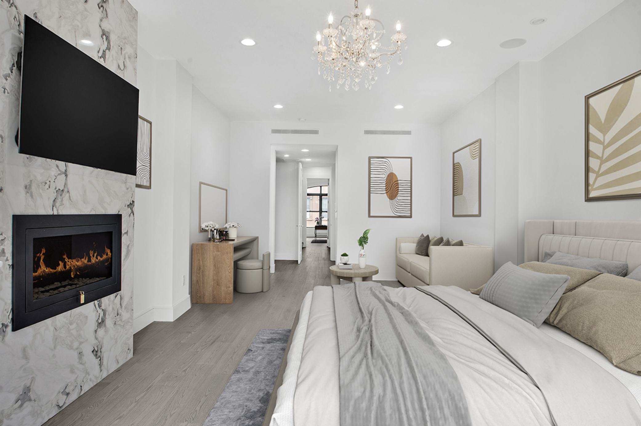 208 West 122nd Street Manhattan, NY 10027 - Photo 6 of 22 a bedroom with a bed and a flat screen tv