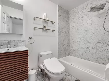 a white toilet and a shower curtain