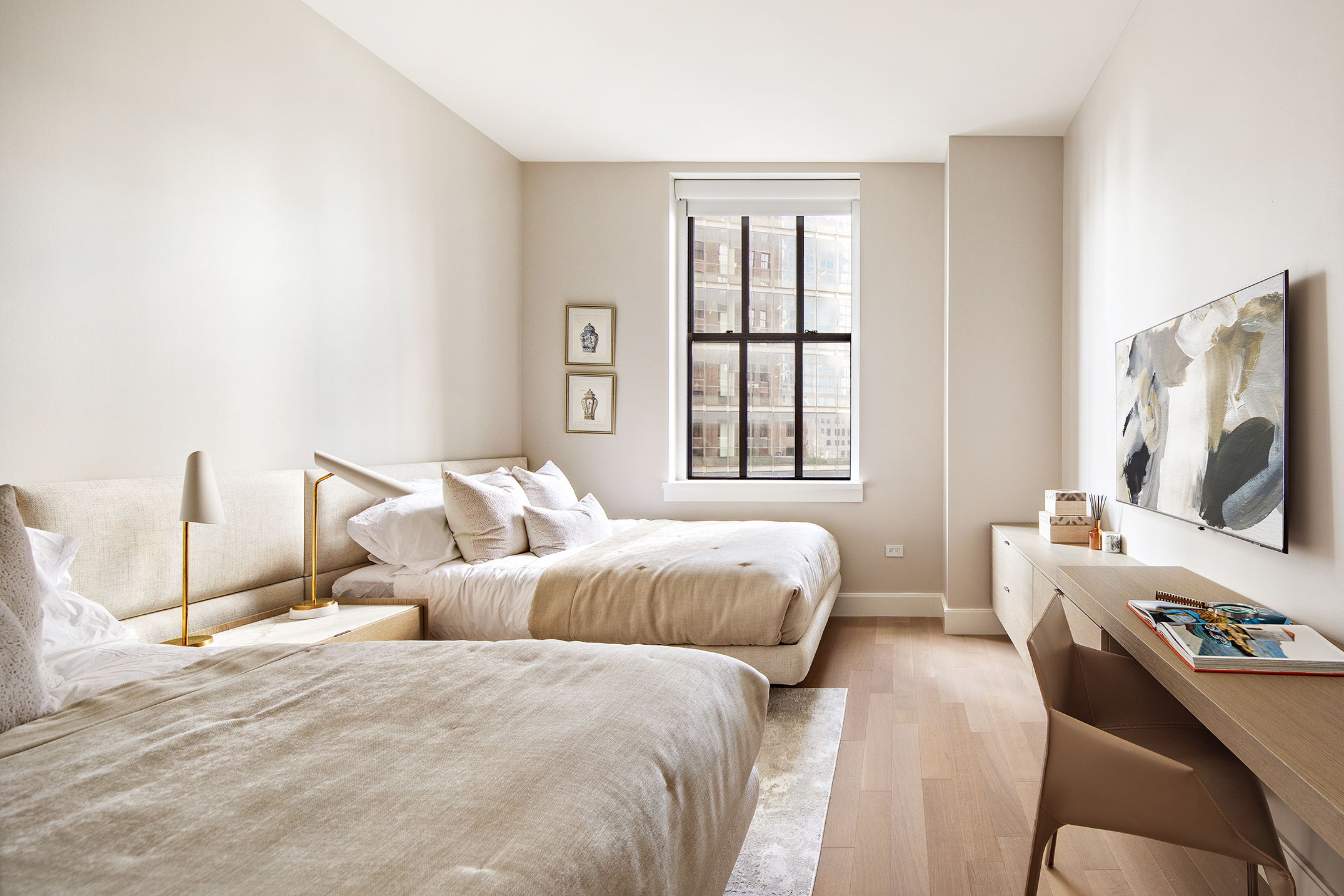 100 Barclay Street, Unit 20D Manhattan, NY 10007 - Photo 12 of 32 a bedroom with two beds and a window