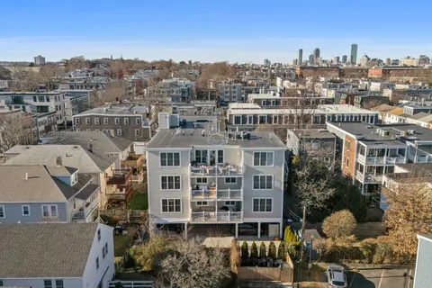 a view of a city that has tall buildings