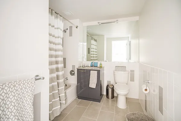 310 Clarkson Avenue, Unit 511 Brooklyn, NY 11226 - Photo 5 of 12 a bathroom with a shower toilet and sink