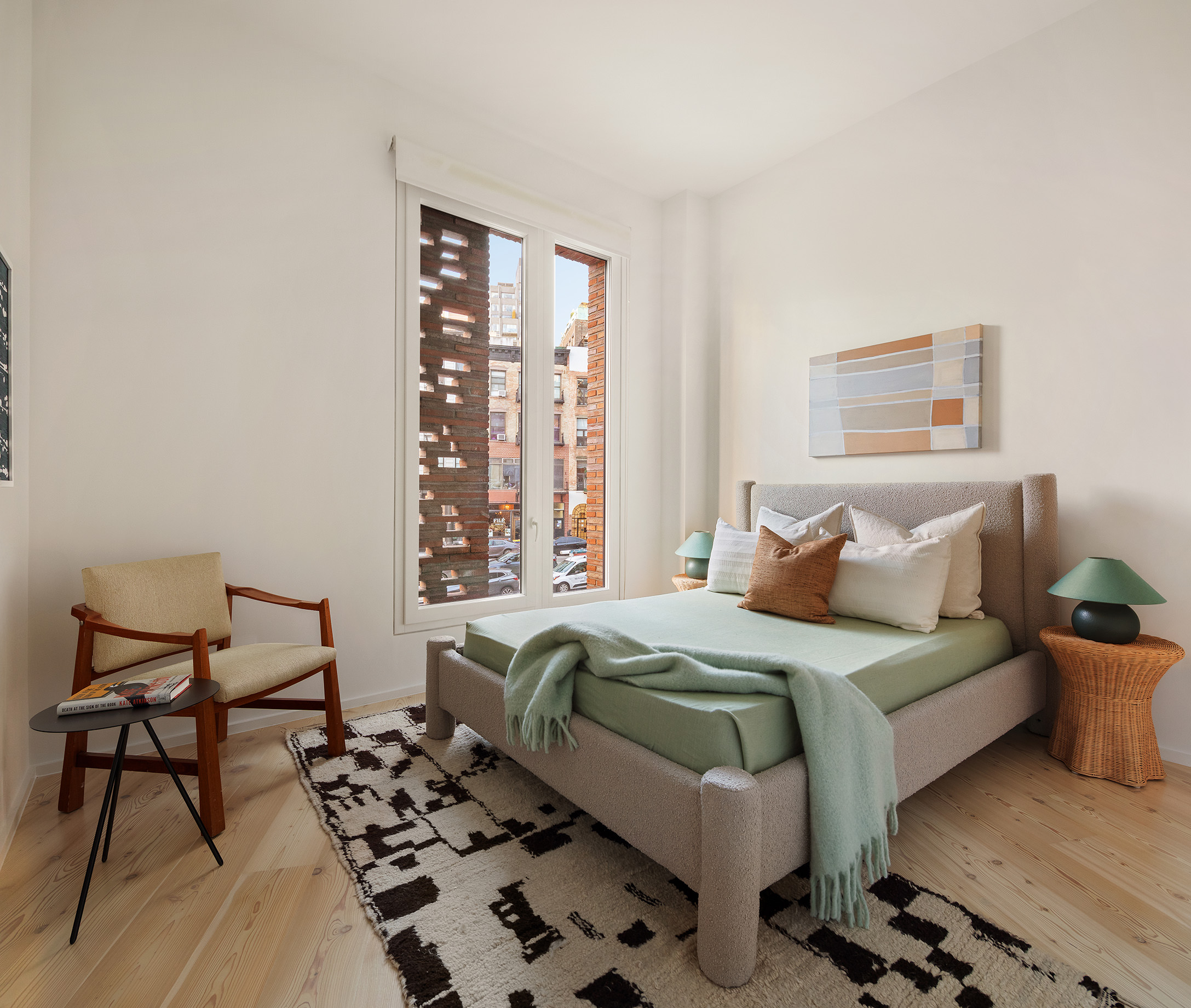 1 Avenue Of The Americas, Unit 2N Manhattan, NY 10013 - Photo 9 of 15 a bedroom with a bed and wooden floor