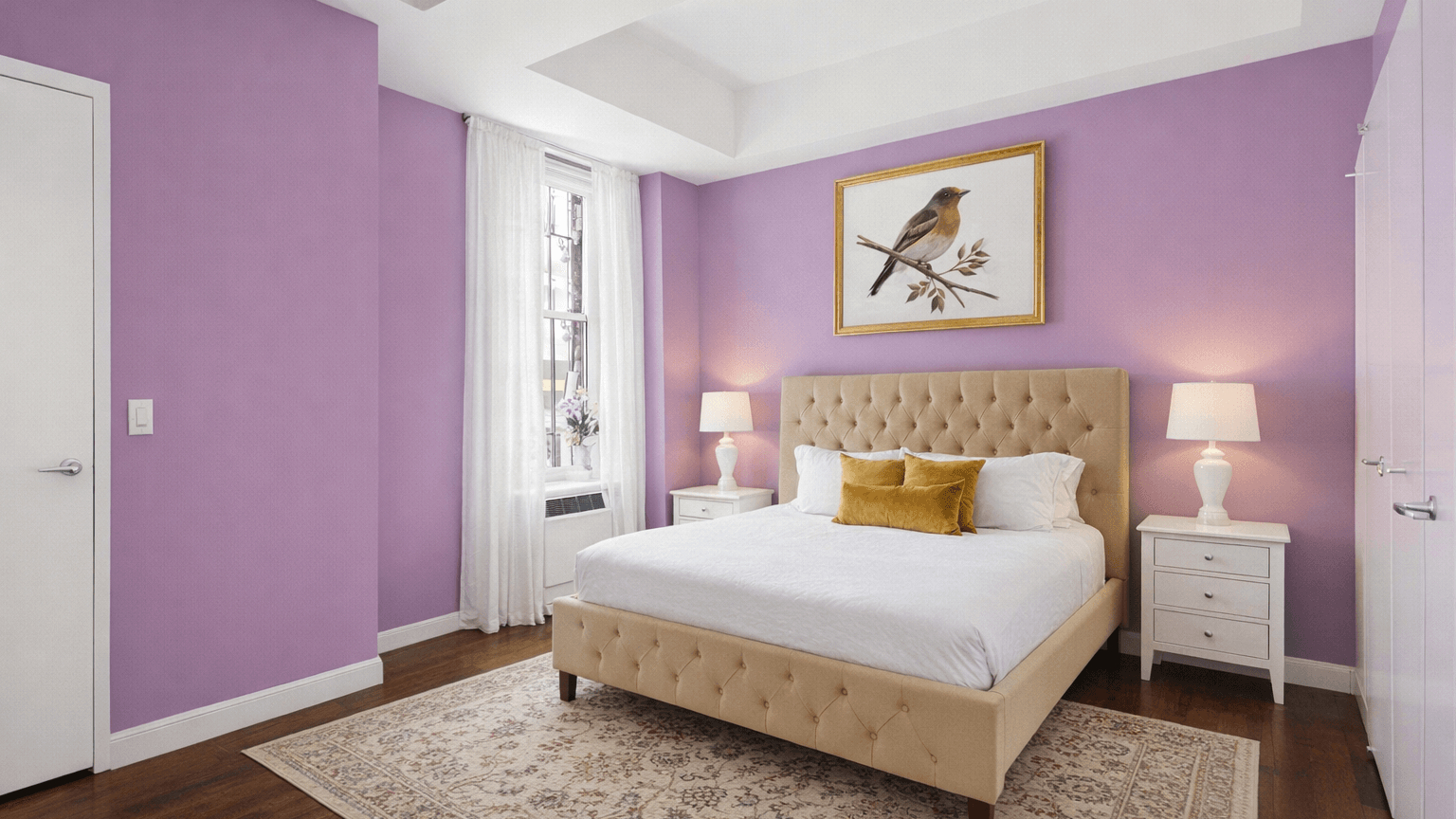 15 Broad Street, Unit 2300 Manhattan, NY 10005 - Photo 7 of 36 a bedroom with a bed and a painting on the wall