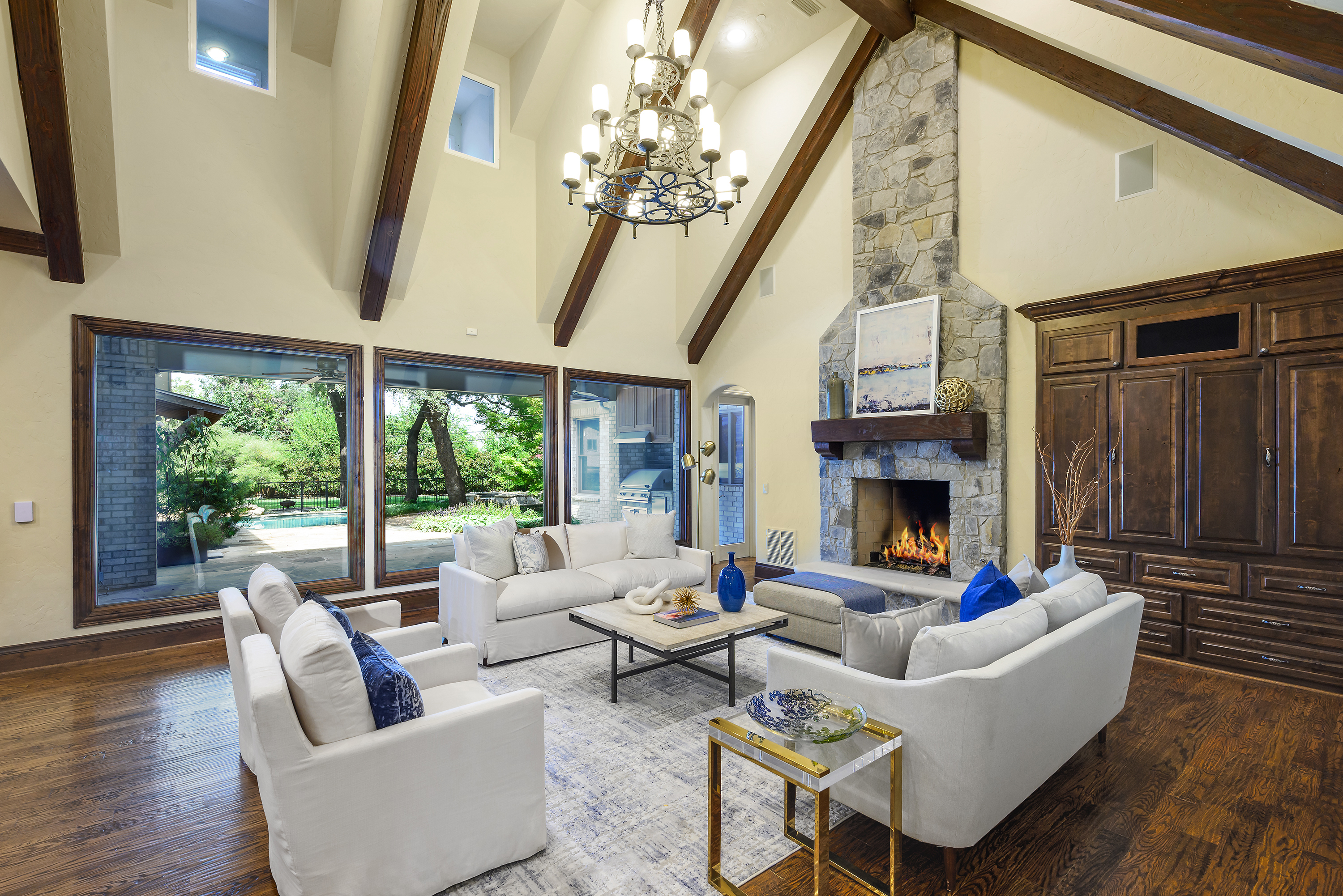 11503 West Ricks Circle Dallas, TX 75230 - Photo 11 of 39 a living room with fireplace furniture and a large window