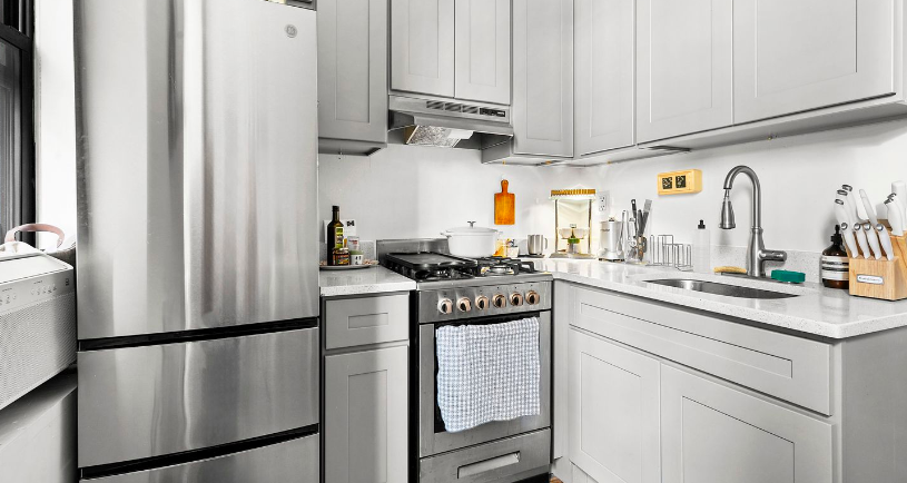 10 Fort Greene Place Brooklyn, NY 11217 - Photo 5 of 15 a kitchen with stainless steel appliances white cabinets and a refrigerator