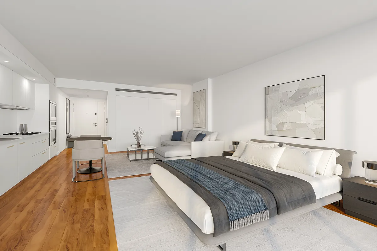 84 White Street, Unit 4A Manhattan, NY 10013 - Photo 3 of 7 a spacious bedroom with a bed and glass windows