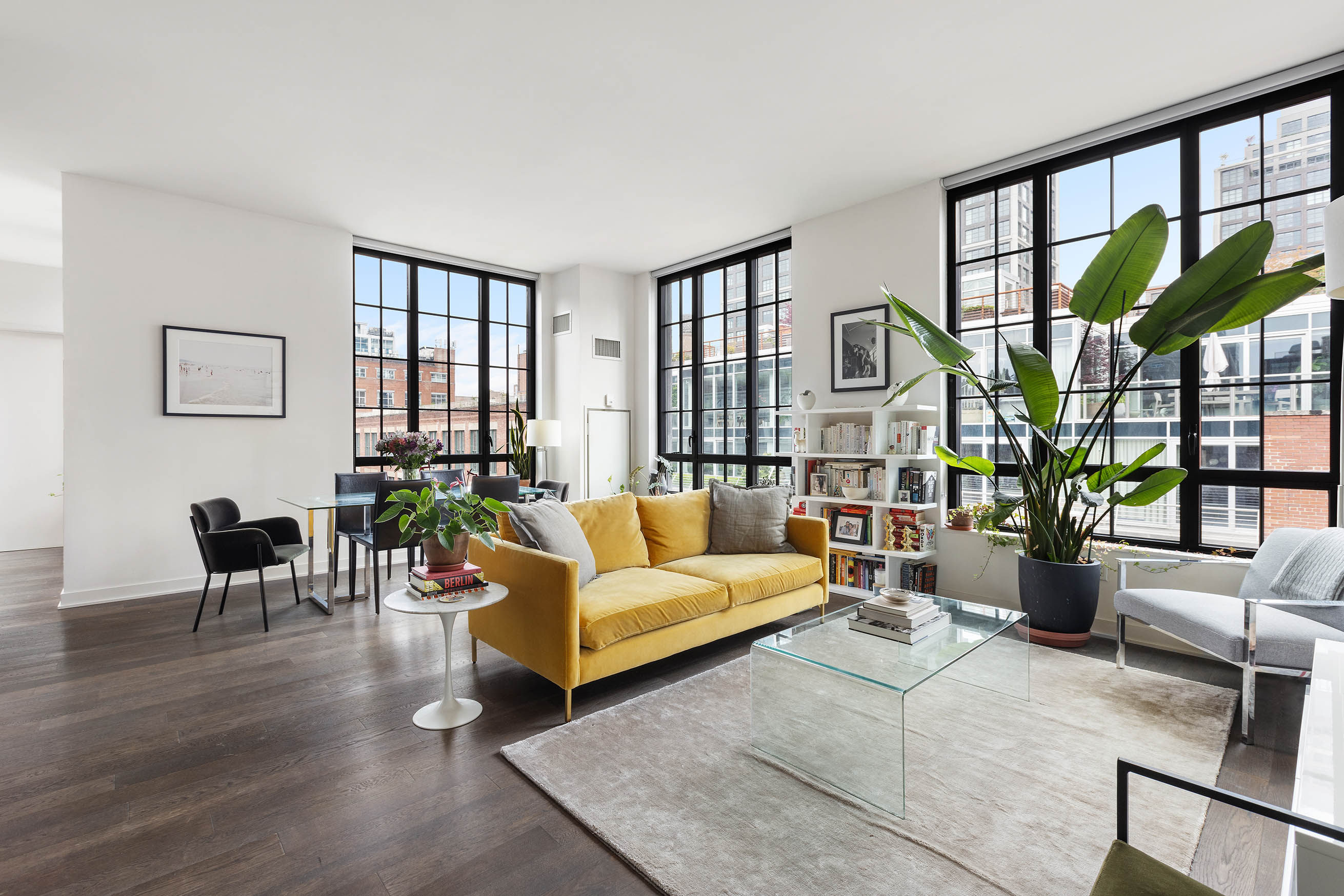205 Water Street, Unit PHC Brooklyn, NY 11201 - Photo 3 of 14 a living room with furniture a potted plant and a large window