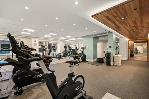 a view of a room with gym equipment