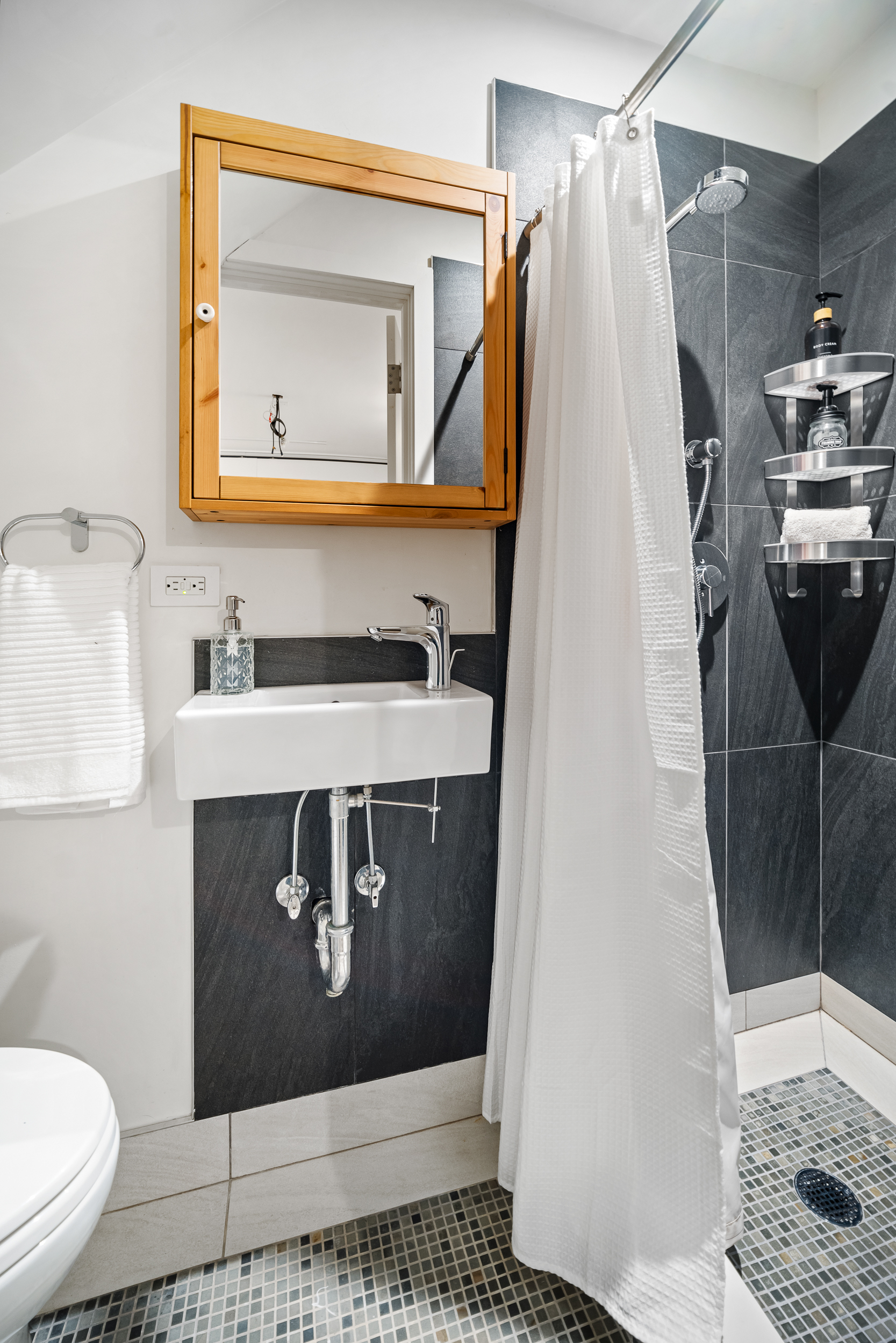 65 Jackson Street Brooklyn, NY 11211 - Photo 23 of 36 a bathroom with a sink a toilet and shower