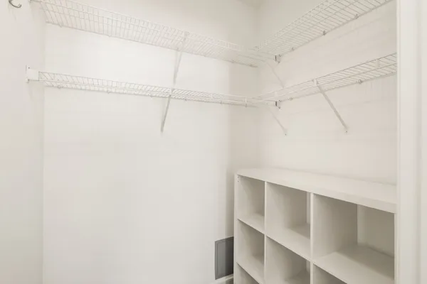 a view of an empty walk in closet