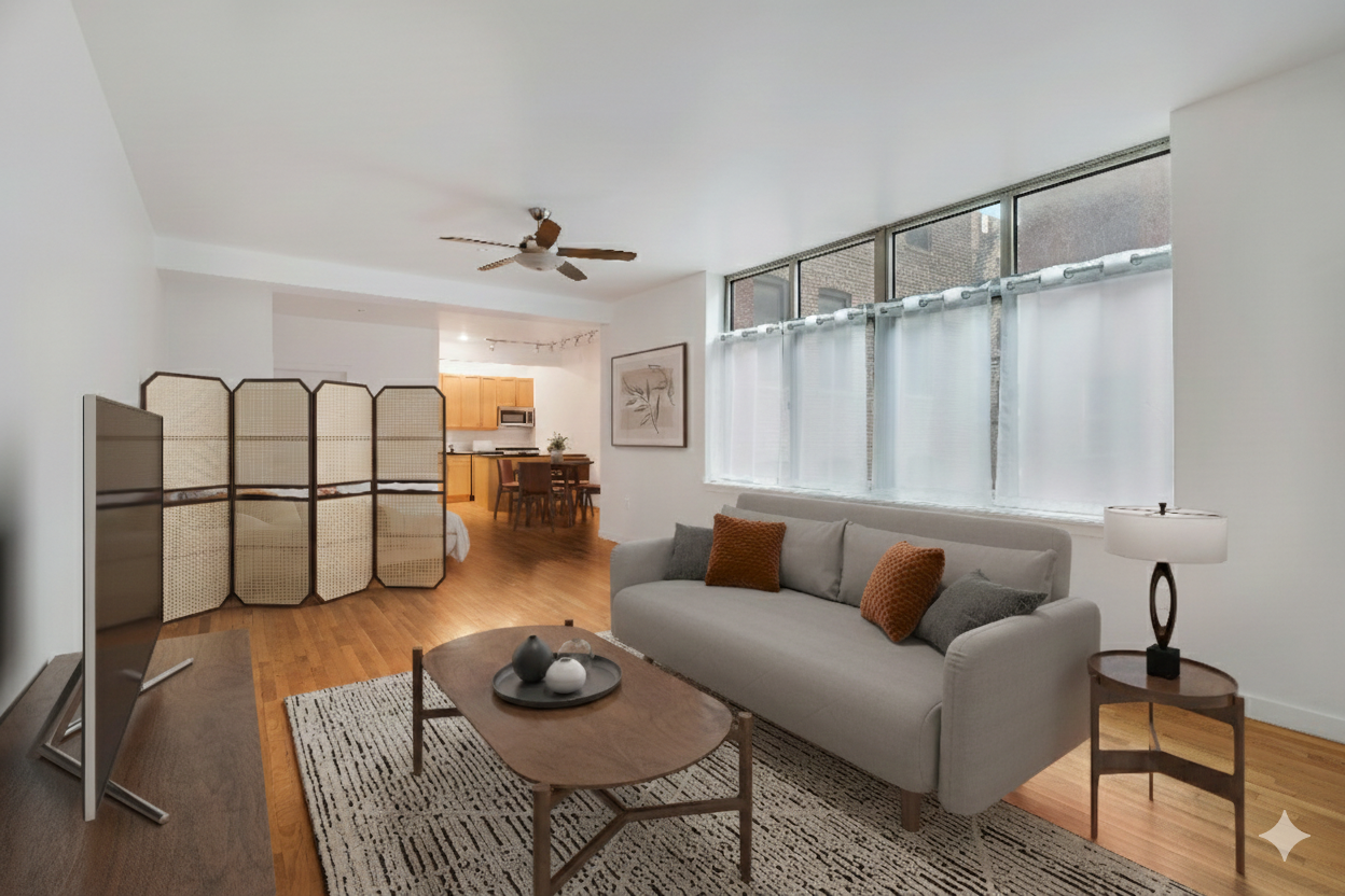 258 St Nicholas Avenue, Unit 3F Manhattan, NY 10027 - Photo 3 of 15 a living room with furniture and a wooden floor