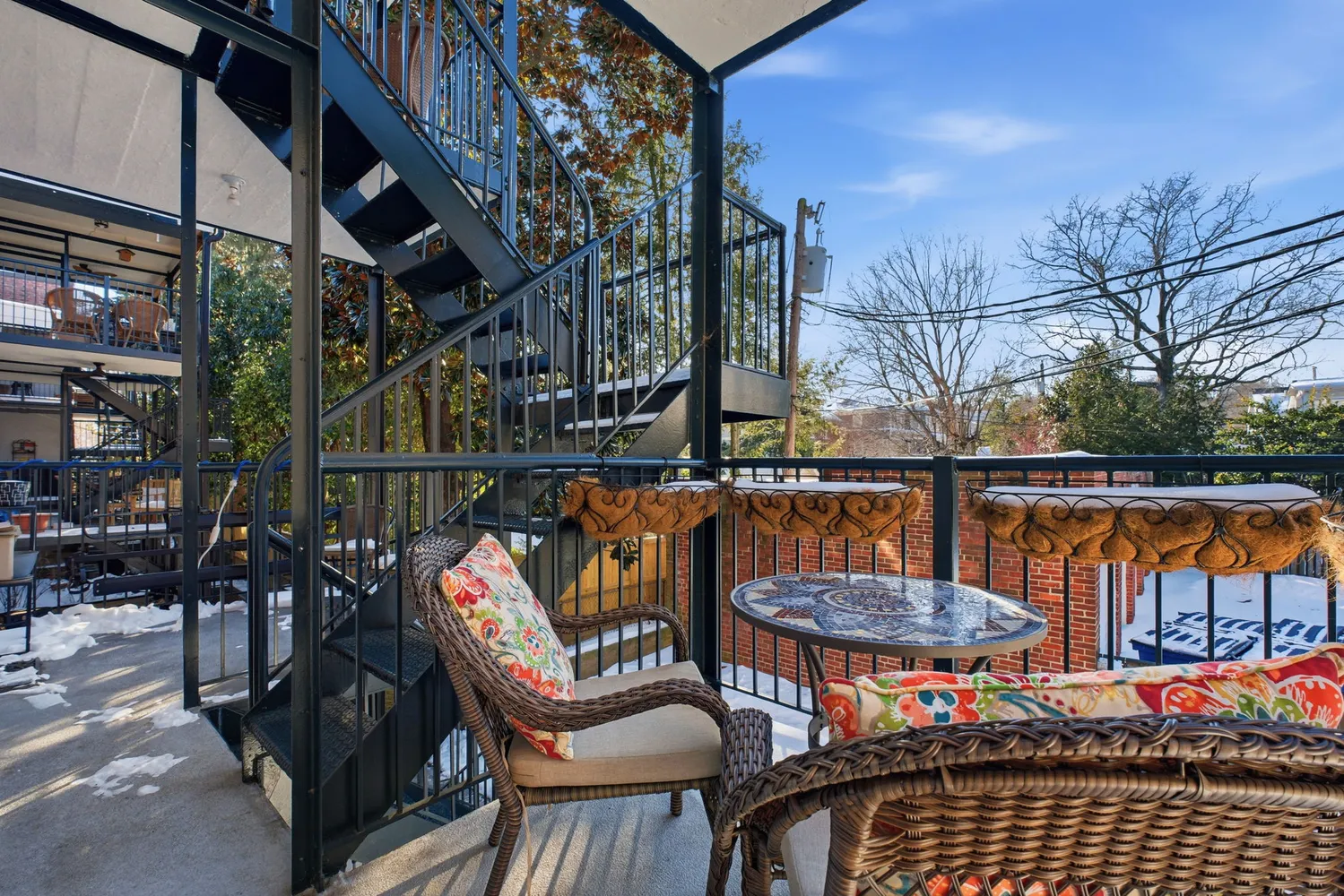 a view of balcony with outdoor seating