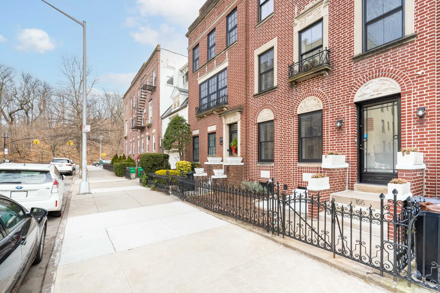 a city street lined with tall buildings