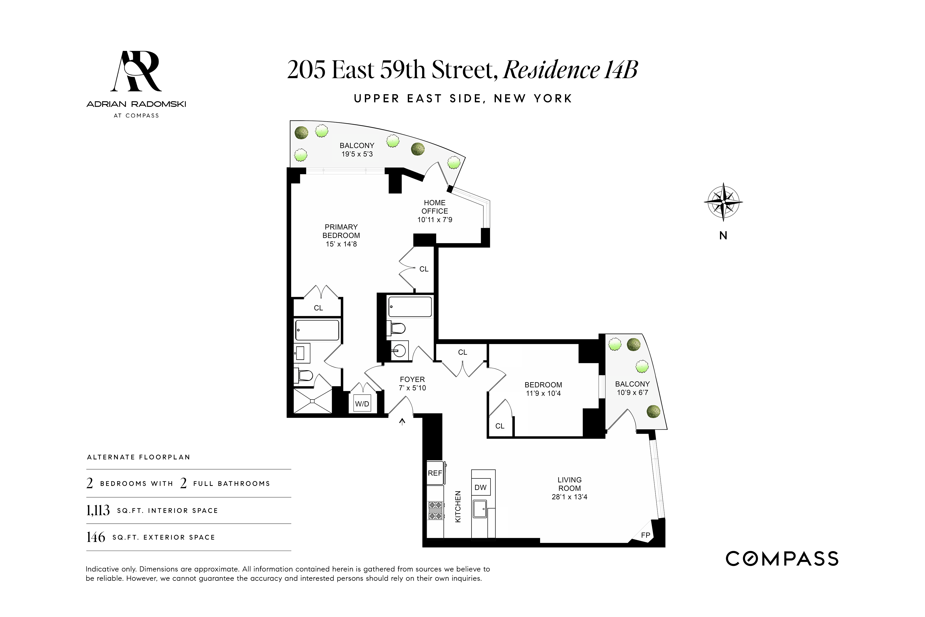 205 East 59th Street, Unit 14B Manhattan, NY 10022 - Photo 19 of 19 a picture of a floor plan