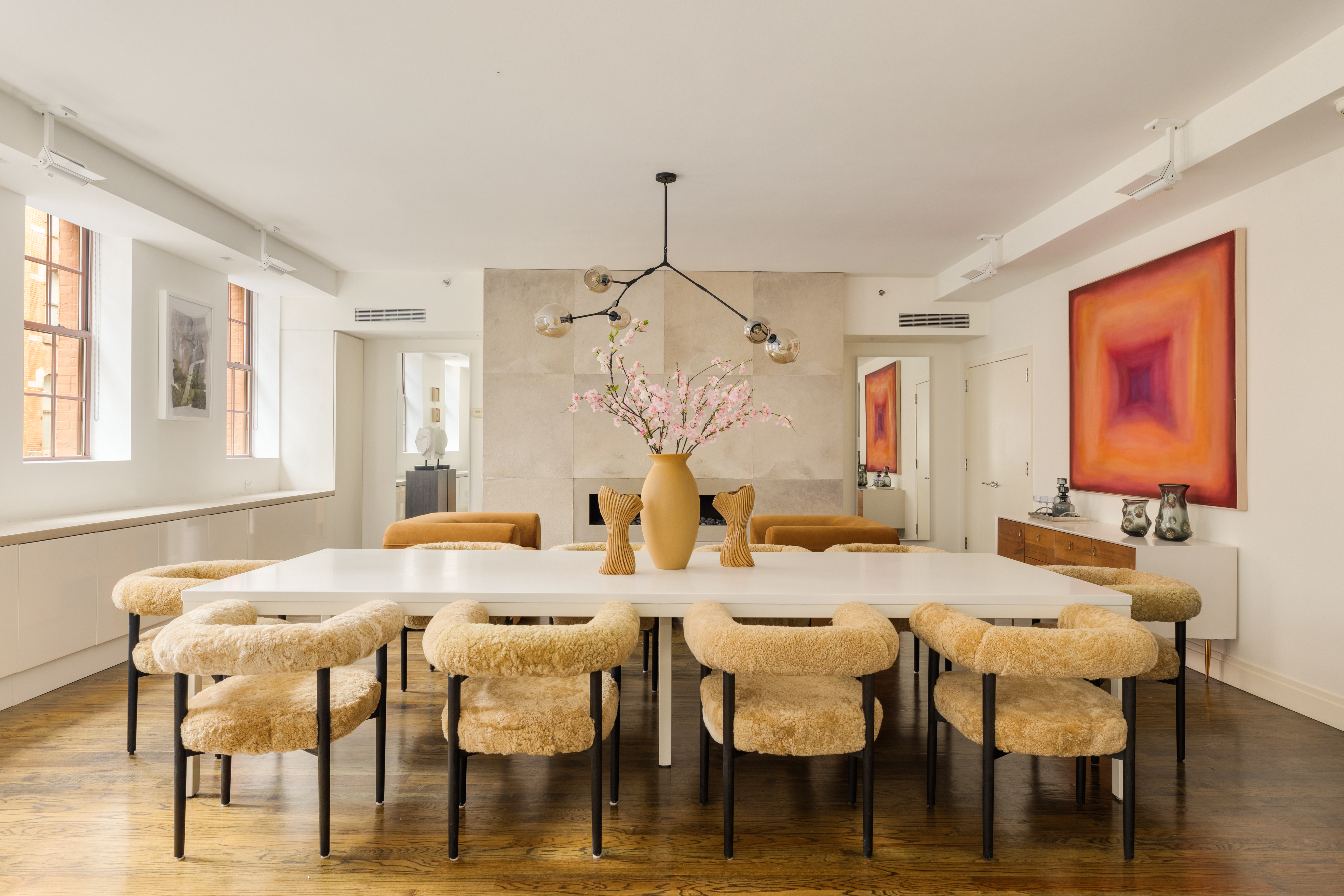 18 Leonard Street, Unit 2D Manhattan, NY 10013 - Photo 6 of 22 a view of a dining room with furniture and wooden floor