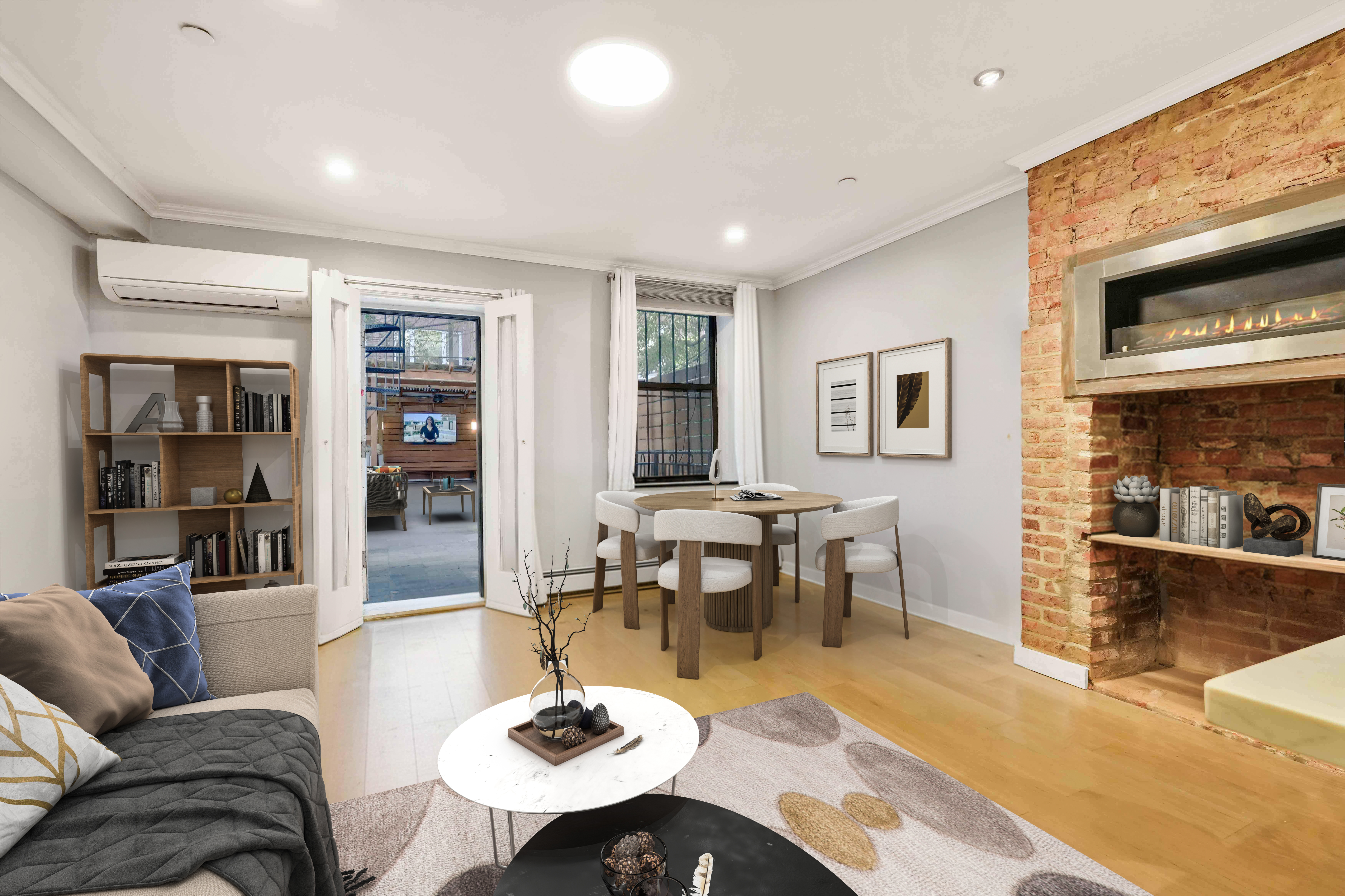 288 St James Place, Unit TRIPLEX Brooklyn, NY 11238 - Photo 6 of 25 a living room with furniture a rug and kitchen view