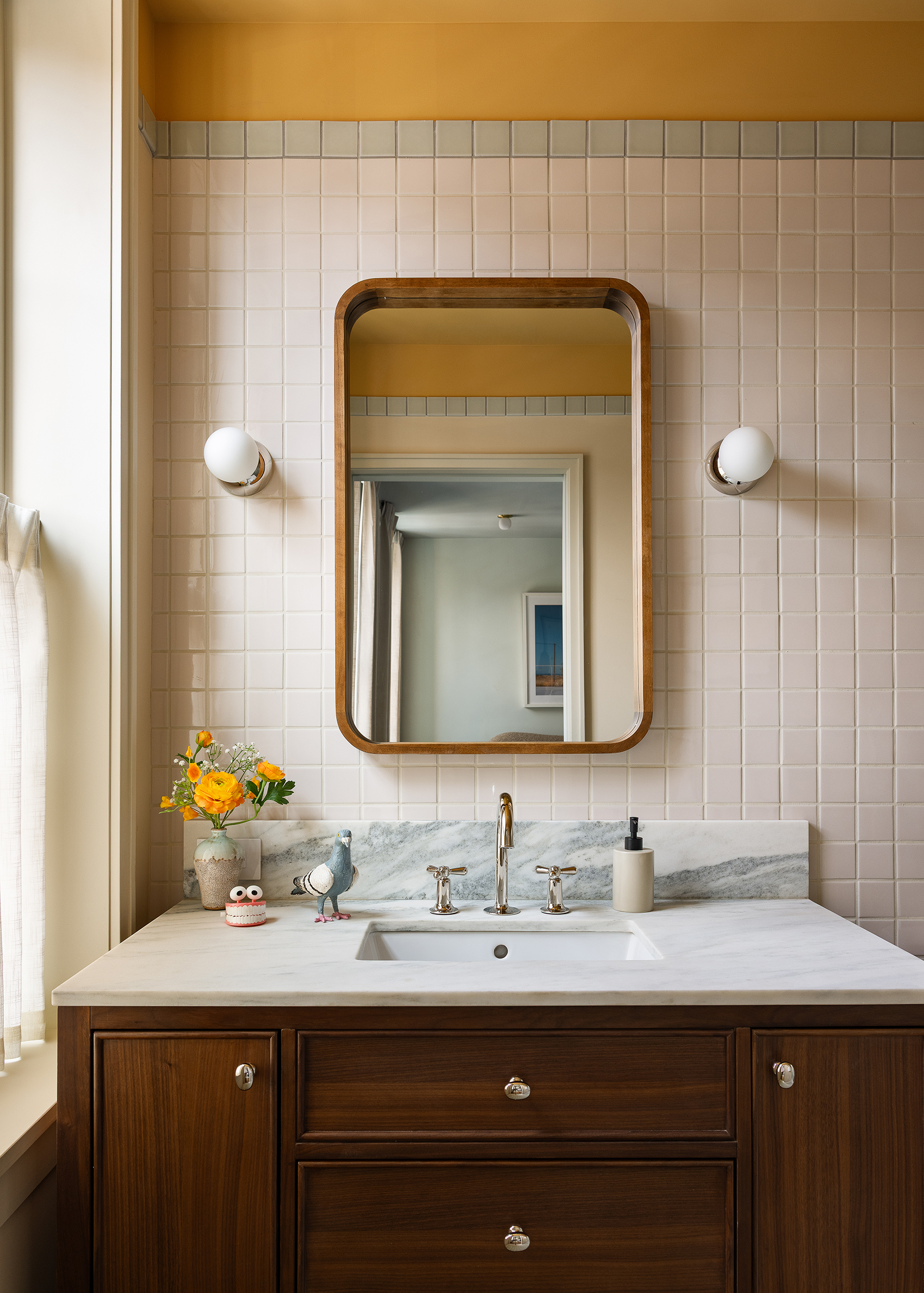 487 Henry Street Brooklyn, NY 11231 - Photo 27 of 37 a bathroom with a sink vanity and mirror