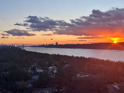 a view of city and mountain