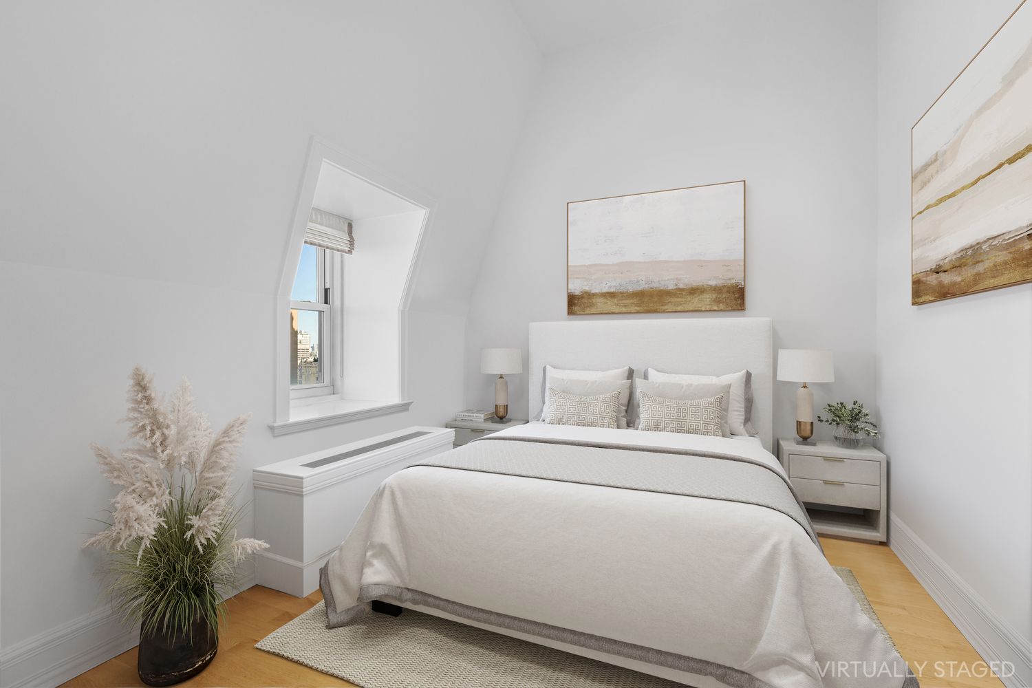 1 Central Park South, Unit 1907 Manhattan, NY 10019 - Photo 8 of 13 a bedroom with a bed and a potted plant