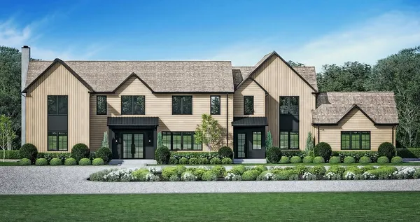 a view of a yard in front of a house