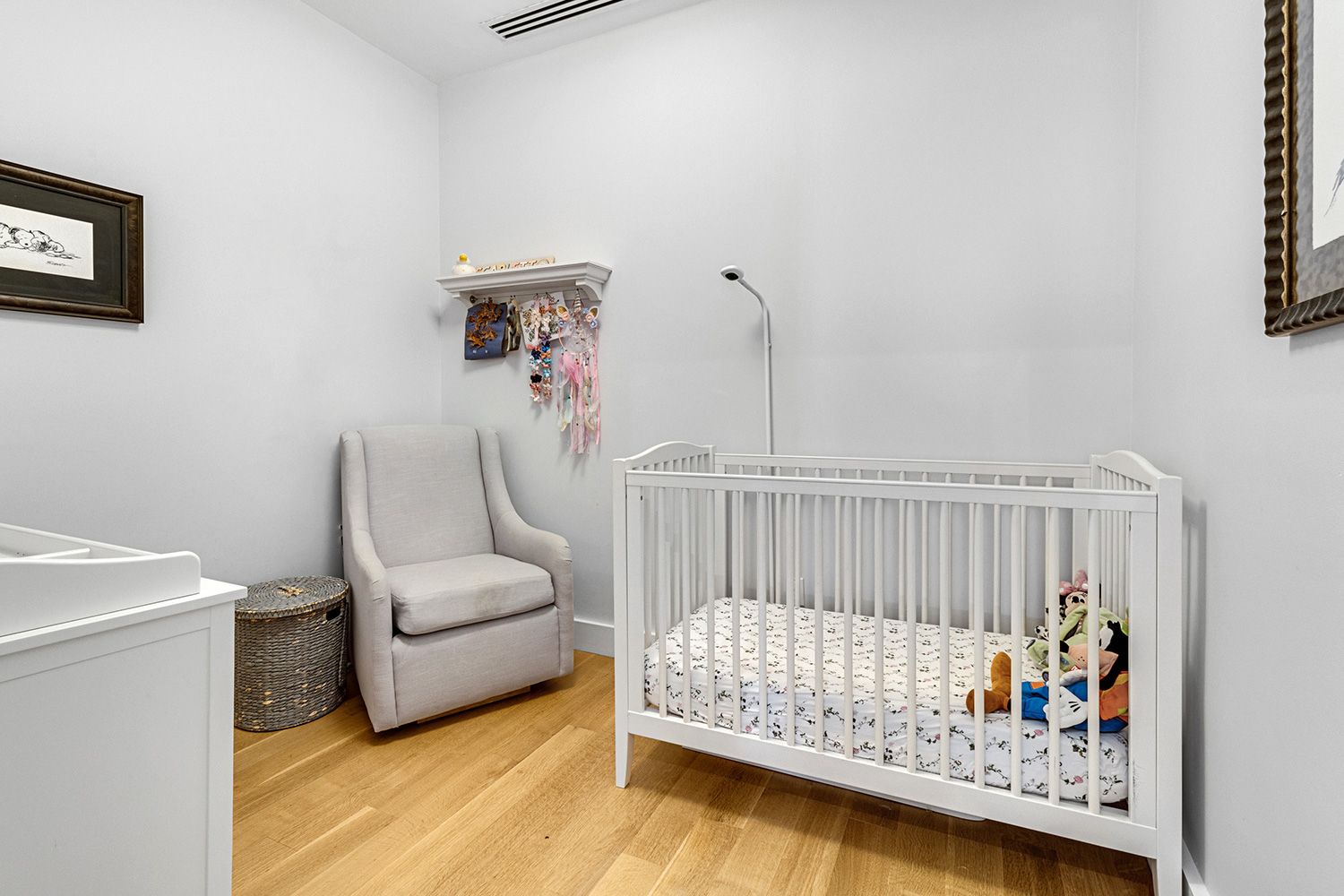 a bedroom with furniture and a bed